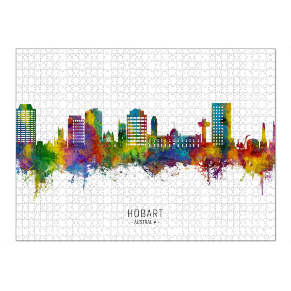 Puzzle Ravensburger "Hobart Australia Skyline txt" artboxONE - Städte