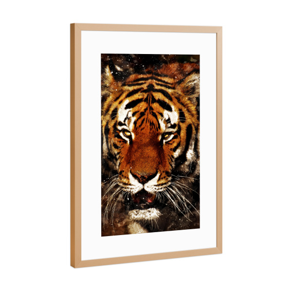 Poster mit Rahmen Kupfer "Tiger I (matart)" artboxONE - Natur,Tiere