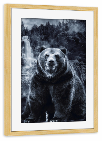 Poster mit Rahmen kiefer "Bear & Forest (matart)" artboxONE - Natur,Tiere - Bear,Bears,Animal,Nature,Bär,Tier,Wild,Grizzly,Forest