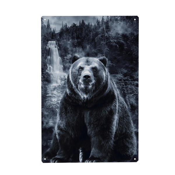 Holzbild "Bear & Forest (matart)" artboxONE - Natur,Tiere - Bear,Bears,Animal,Nature,Bär,Tier,Wild,Grizzly,Forest