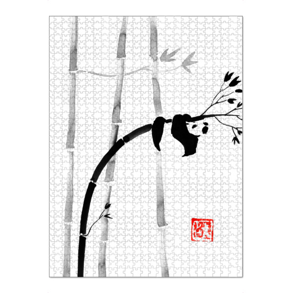 Puzzle Ravensburger "Panda in a tree of bamboo" artboxONE - Natur,Tiere - Panda,Sumie,Japan,Bamboo,Bär,Bear,Natur,Nature,Bambus,Baum,Tree