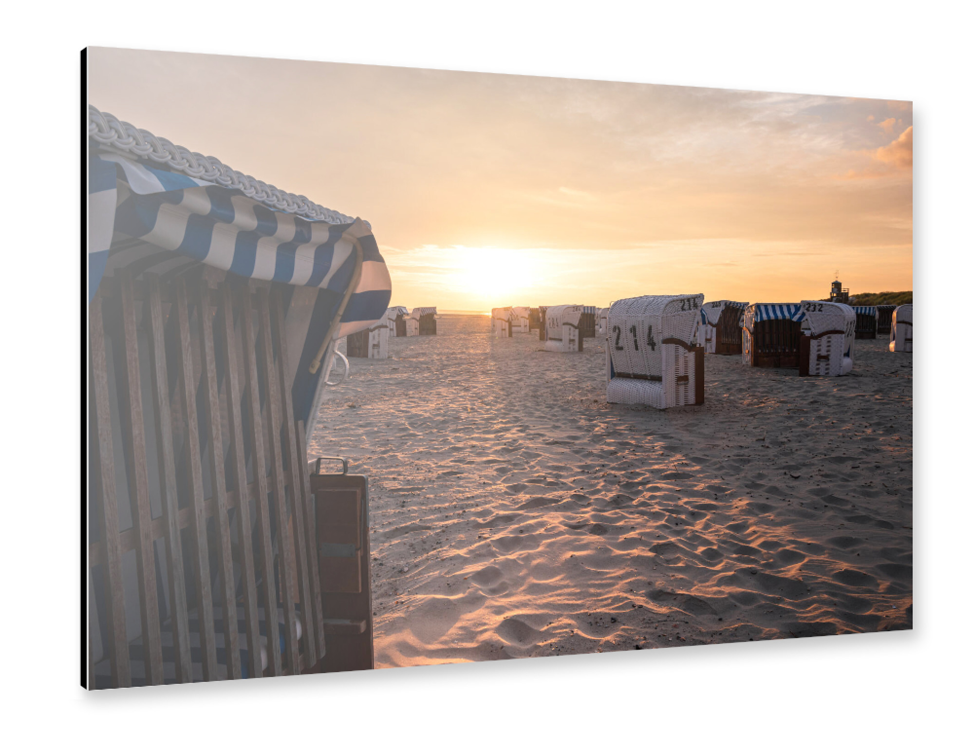 Alu-Dibond "Strandkörbe in der Morgensonne" 30x20 cm artboxONE
