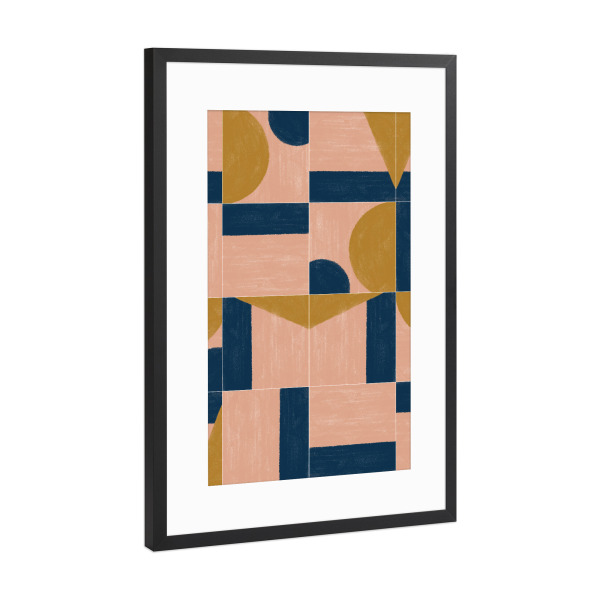 Poster mit Rahmen Schwarz (Metallic) "Painted Wall Tiles First" artboxONE - Abstrakt