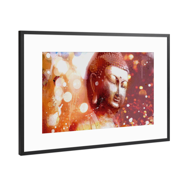 Poster mit Rahmen Schwarz (Metallic) "Golden Buddha" artboxONE - Reise,Reise / Asien