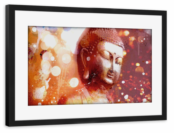 Poster mit Rahmen schwarz "Golden Buddha" artboxONE - Reise,Reise / Asien - Buddha,Pop art,Gold,Yoga,Spiritualität,Glaube,Religion,Buddhismus