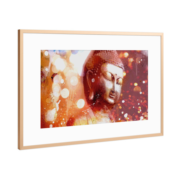 Poster mit Rahmen Kupfer "Golden Buddha" artboxONE - Reise,Reise / Asien - Buddha,Pop art,Gold,Yoga,Spiritualität,Glaube,Religion,Buddhismus