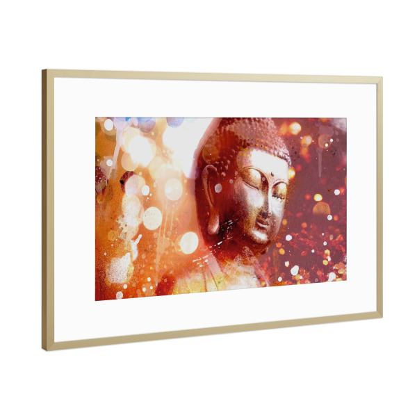 Poster mit Rahmen Gold "Golden Buddha" artboxONE - Reise,Reise / Asien - Buddha,Pop art,Gold,Yoga,Spiritualität,Glaube,Religion,Buddhismus