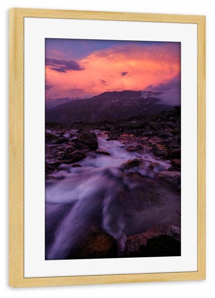 Poster mit Rahmen kiefer "Sidelenbach creek at Furkapass" artboxONE - Natur,Reise