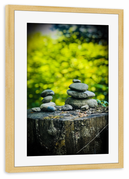 Poster mit Rahmen kiefer "Stein auf Stein" artboxONE - Natur