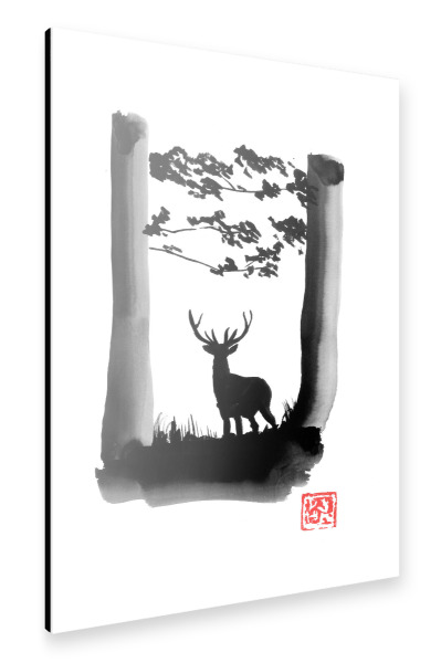 Alu-Dibond "Deer in the forest" 30x20 cm artboxONE