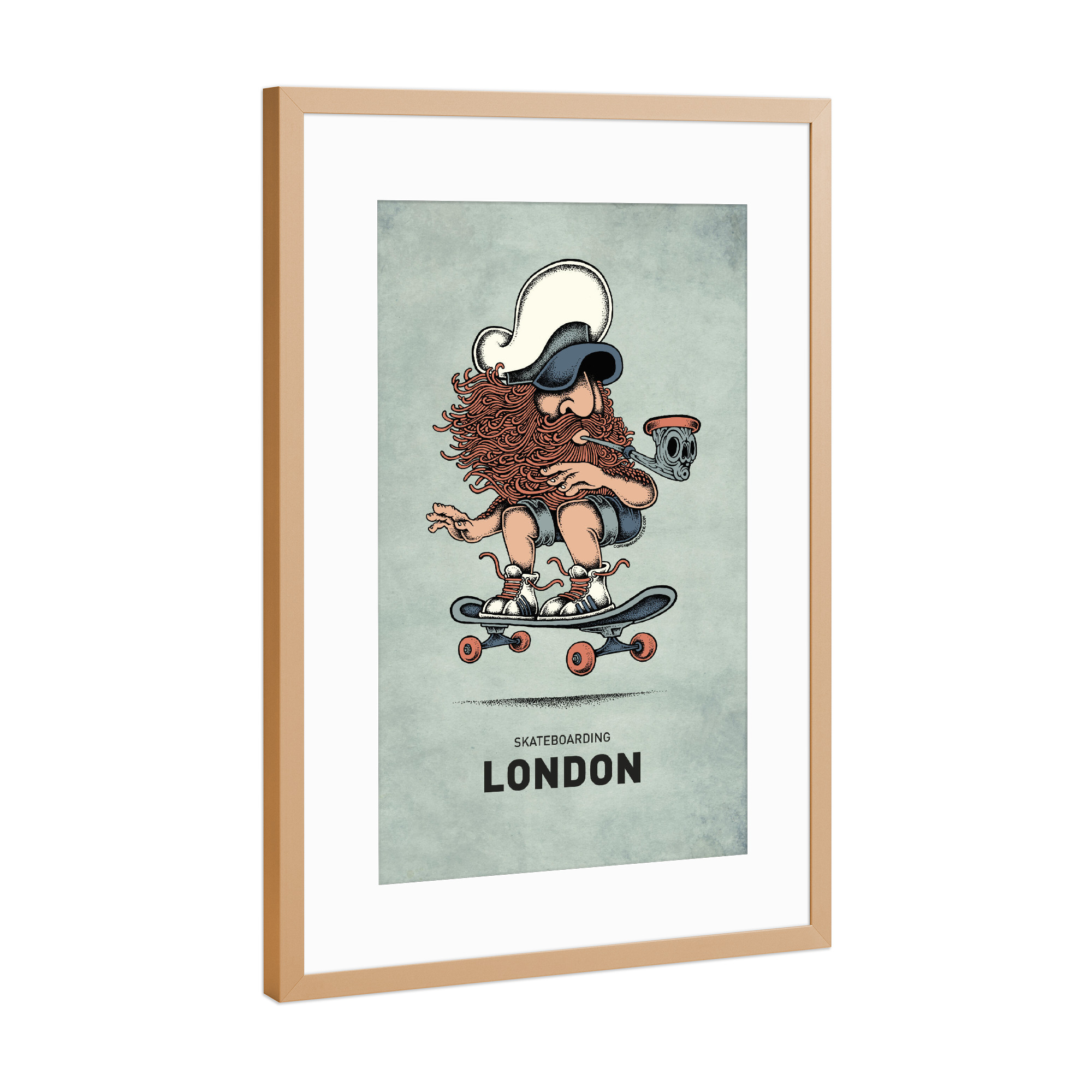 Poster mit Rahmen Kupfer "London Skateboard" artboxONE - Städte,Städte / London,Reise,Streetart,Lustig