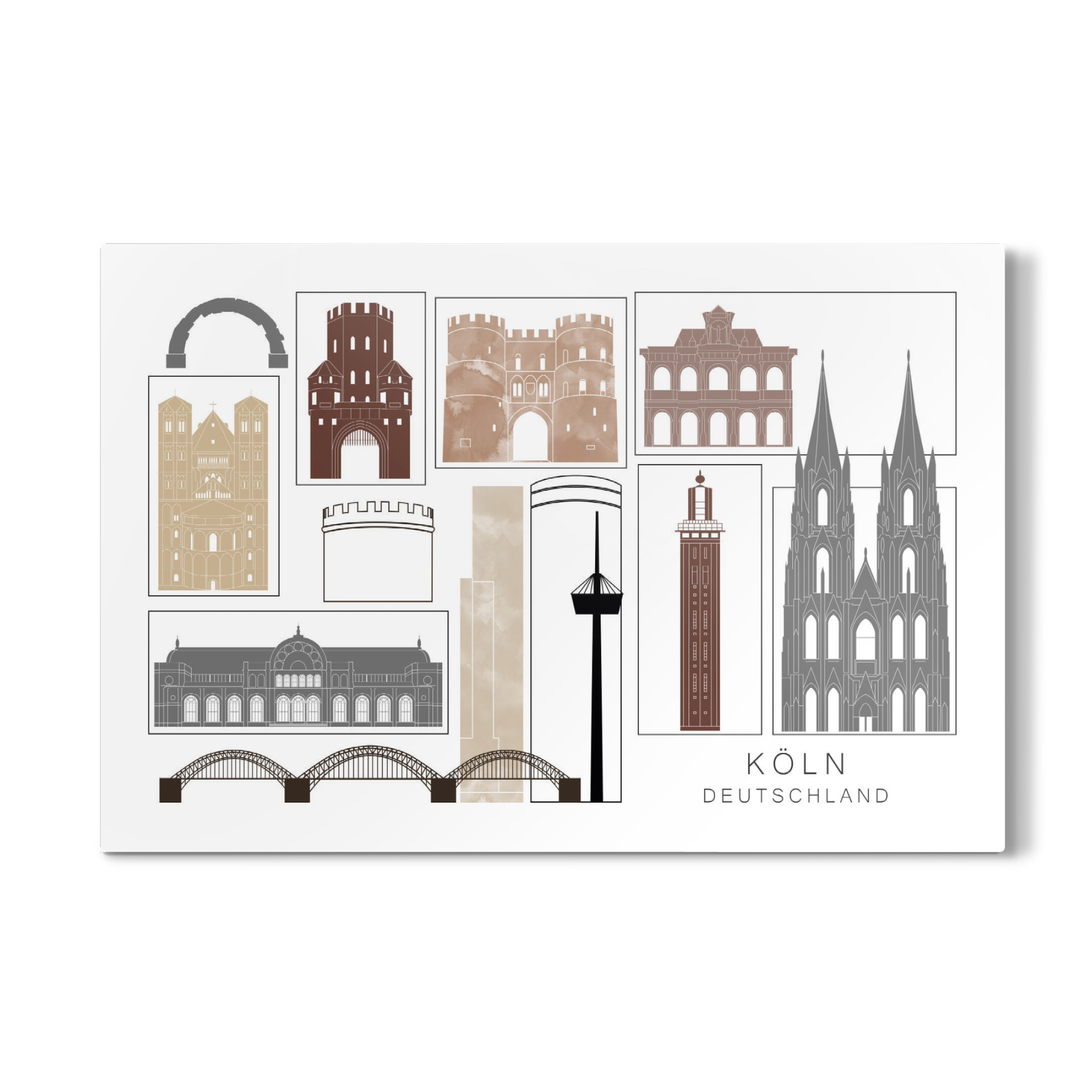 Galerie-Print "Cologne skyline black & brown" 75x50 cm artboxONE