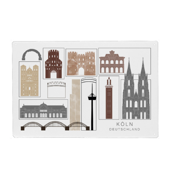 Holzbild "Cologne skyline black & brown" artboxONE - Städte,Städte / Köln,Reise,Architektur