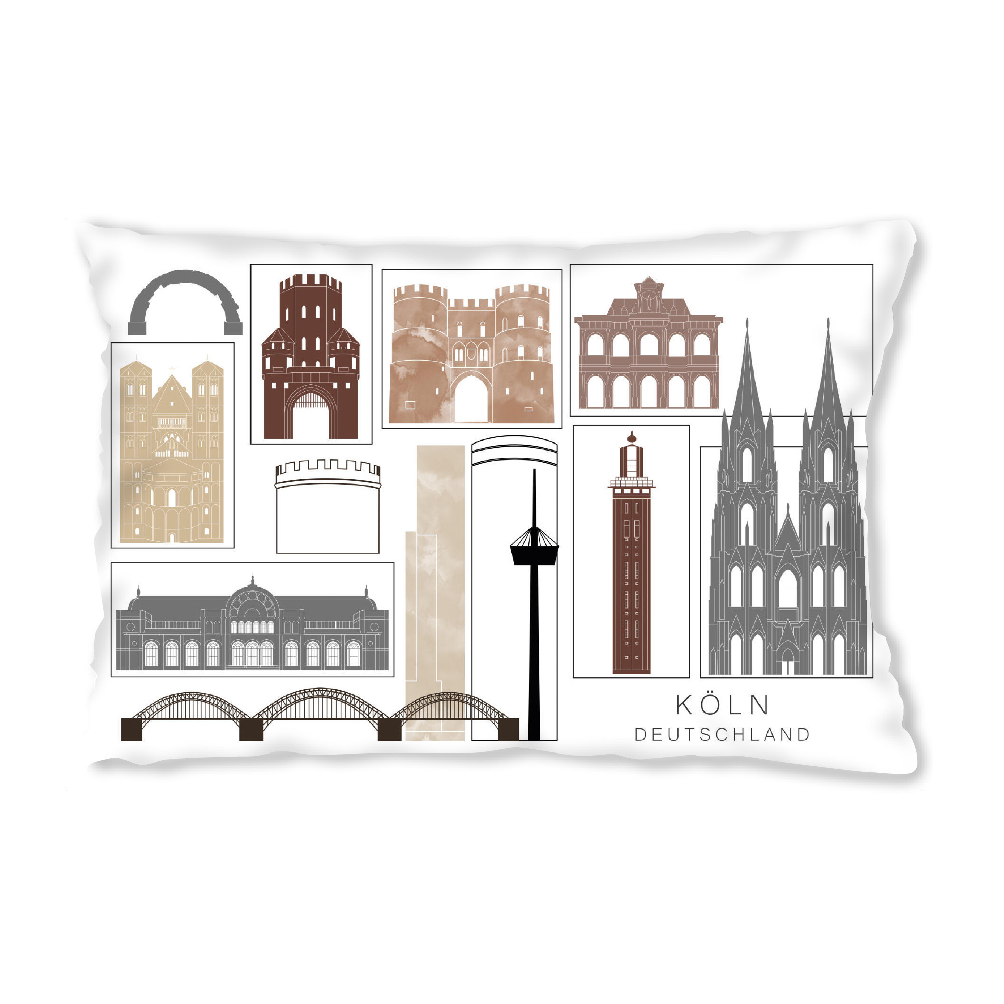 Design-Kissen "Cologne skyline black & brown" artboxONE - Städte,Städte / Köln,Reise,Architektur
