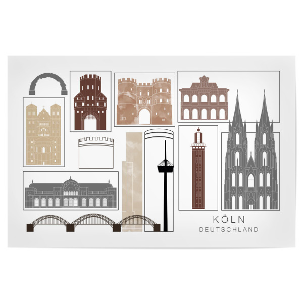 Poster "Cologne skyline black & brown" artboxONE - Städte,Städte / Köln,Reise,Architektur