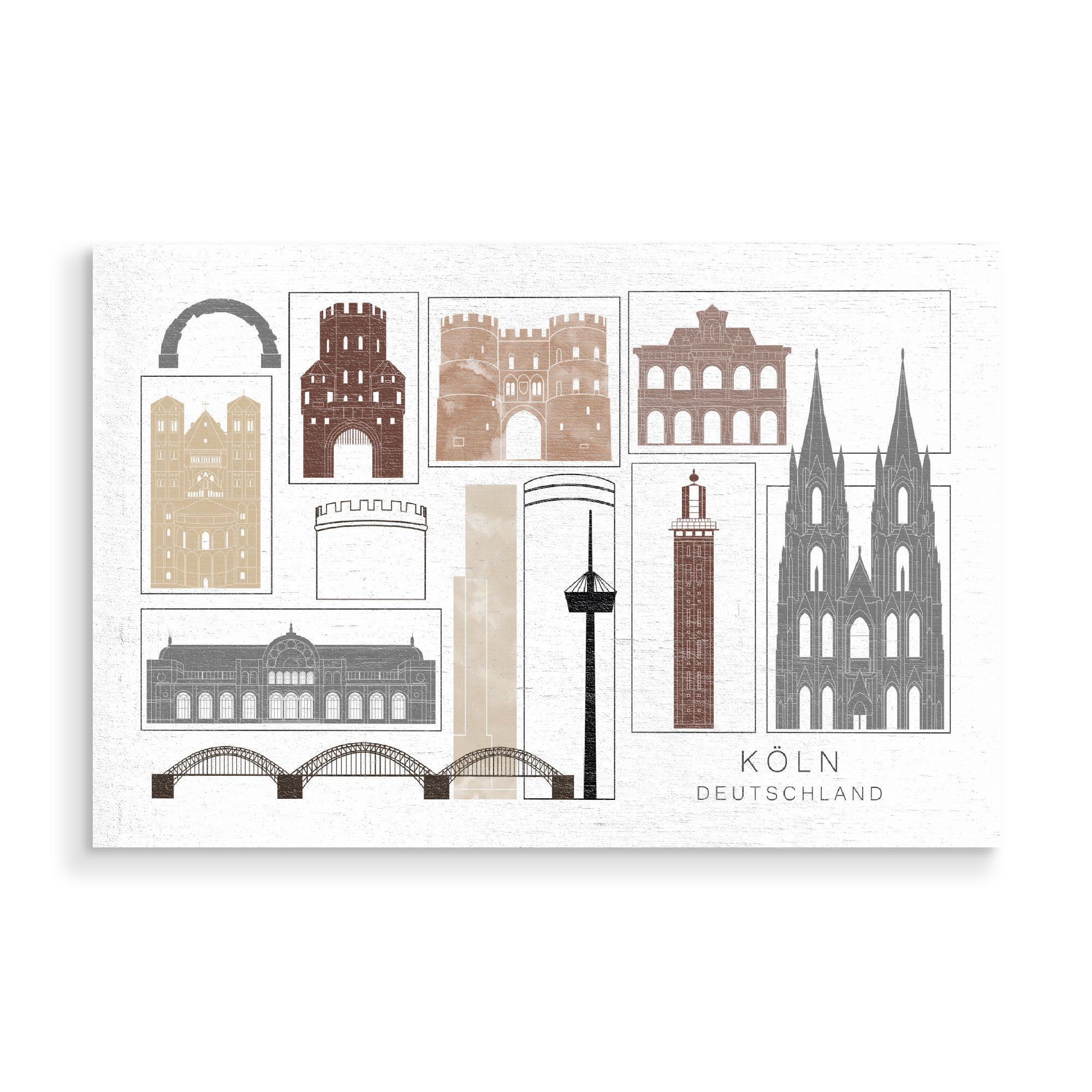 Holzbild "Cologne skyline black & brown" artboxONE - Städte,Städte / Köln,Reise,Architektur