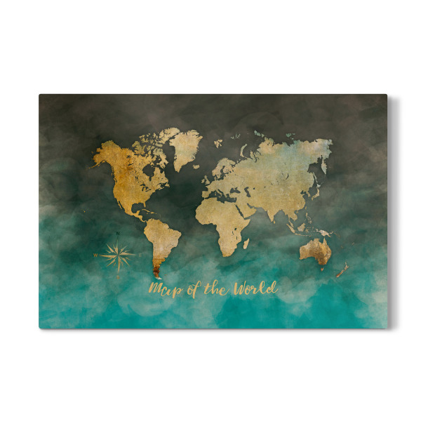 Galerie-Print "Map of the world gold green" 30x20 cm artboxONE