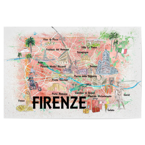 Poster "Florenz Illustrierte Karte" artboxONE - Städte,Architektur,Kartografie