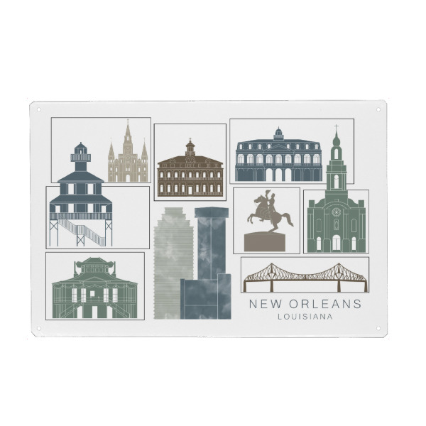 Holzbild "New Orleans skyline, navy" artboxONE - Städte,Reise,Architektur