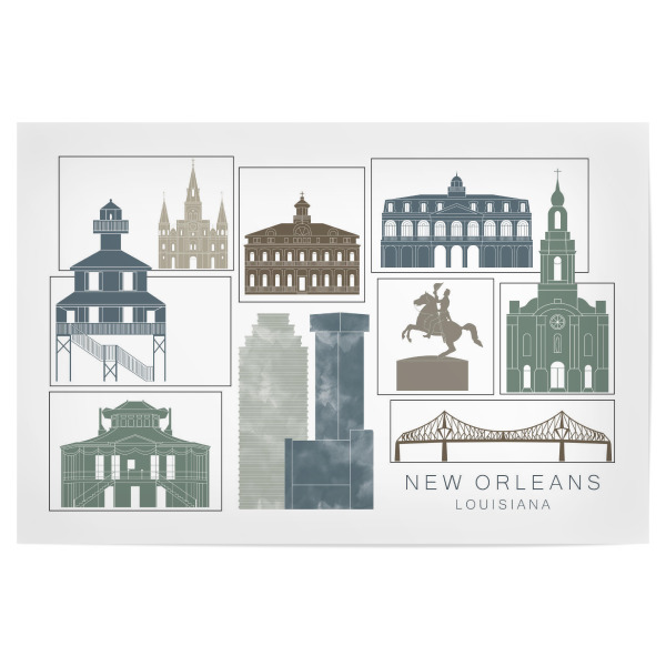 Poster 30x20 cm "New Orleans skyline, navy" artboxONE - Städte,Reise,Architektur