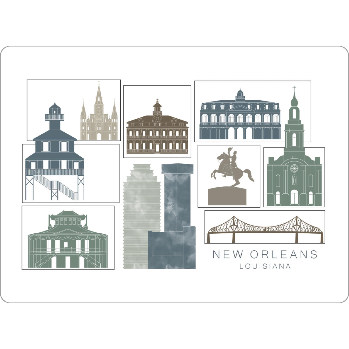 Tischset "New Orleans skyline, navy" artboxONE - Städte,Reise,Architektur
