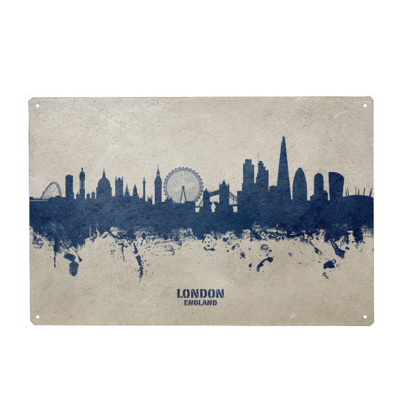 Holzbild "London England Skyline PaintBlue" artboxONE - Städte,Städte / London