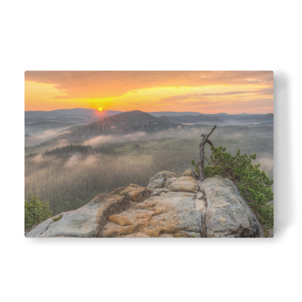 Leinwandbild "Sonnenaufgang Sächsische Schweiz" artboxONE - Natur,Reise