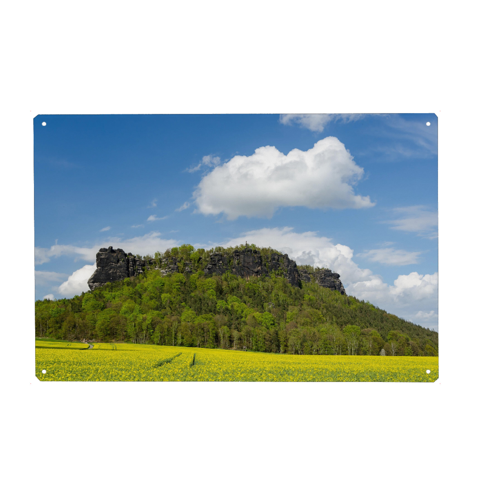 Metall Poster "Lilienstein im Frühling" artboxONE - Natur,Reise