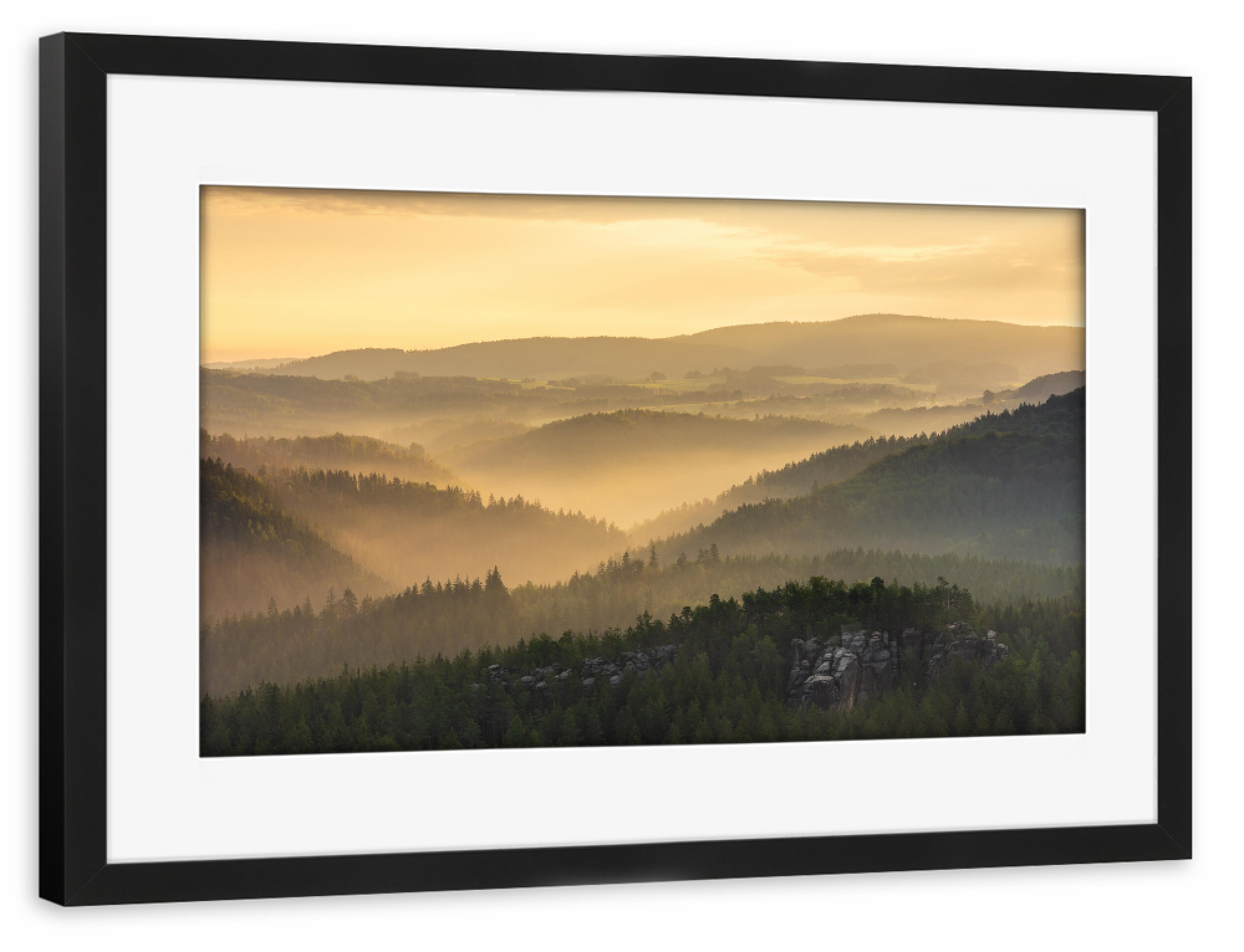 Poster mit Rahmen schwarz "Blick ins Kirnitzschtal" artboxONE - Reise,Reise / Länder