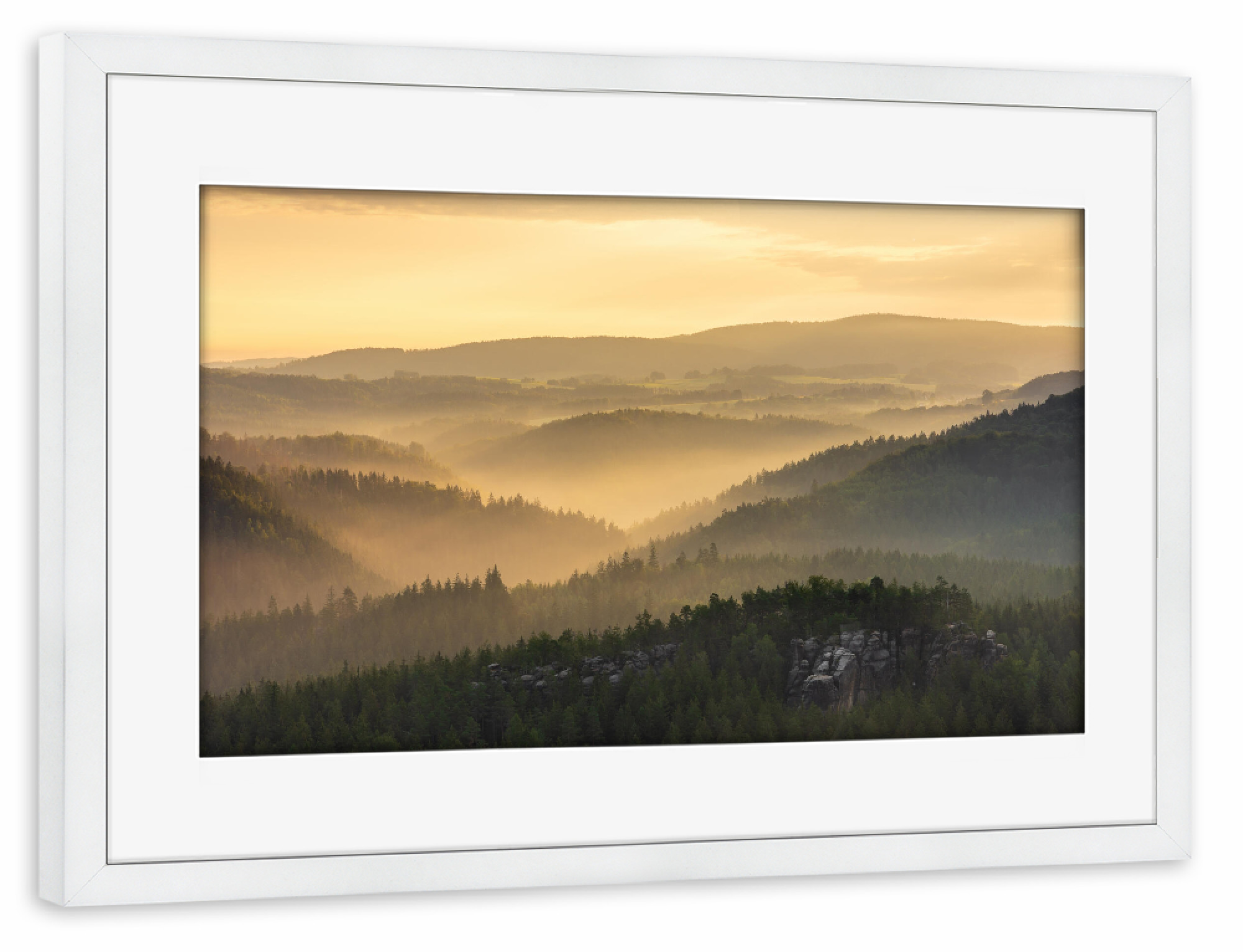 Poster mit Rahmen weiß "Blick ins Kirnitzschtal" artboxONE - Reise,Reise / Länder