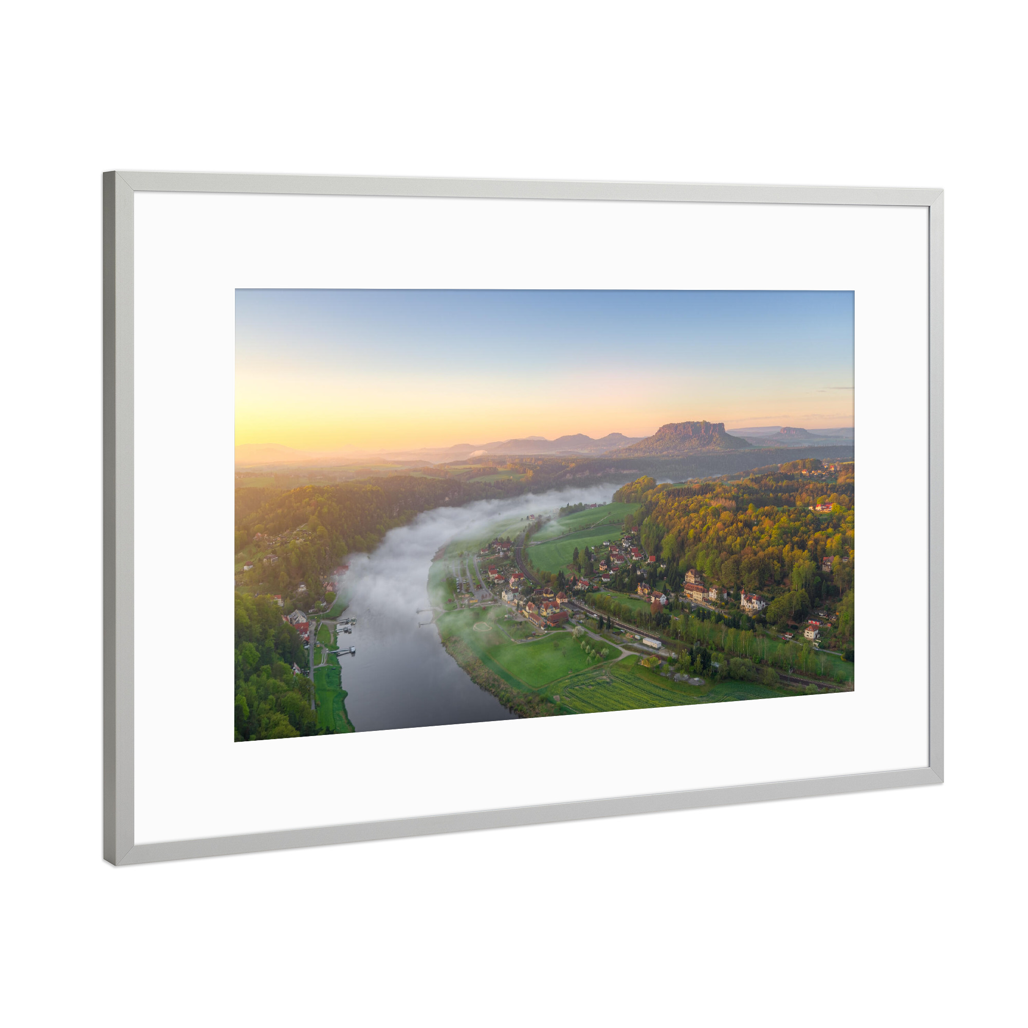 Poster mit Rahmen Silber "Basteiaussicht Sächsische Schweiz" artboxONE - Natur,Reise