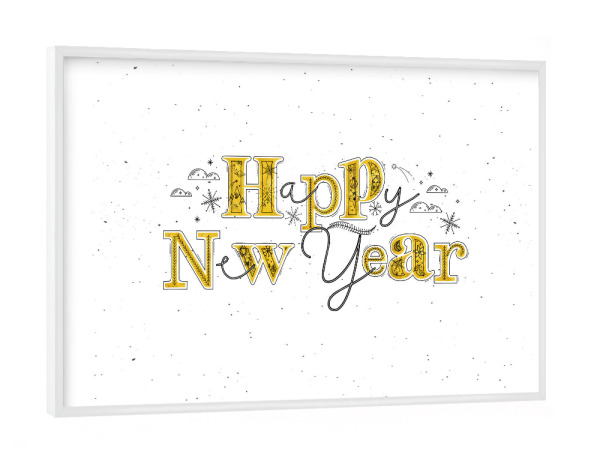 Poster mit weißem Rahmen "Happy New Year graphic" artboxONE - Typografie,Weihnachten