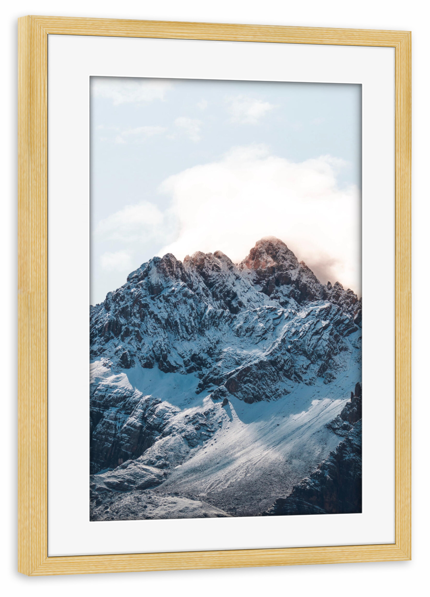 Poster mit Rahmen kiefer "Dolomiten im Winterkleid" artboxONE - Natur