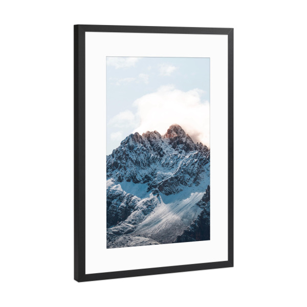 Poster mit Rahmen Schwarz (Metallic) "Dolomiten im Winterkleid" artboxONE - Natur