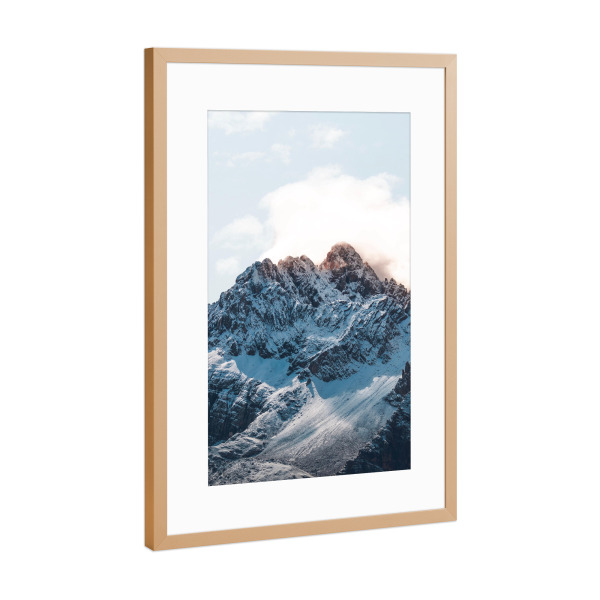 Poster mit Rahmen Kupfer "Dolomiten im Winterkleid" artboxONE - Natur