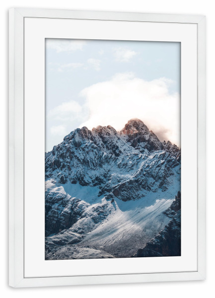 Poster mit Rahmen weiß "Dolomiten im Winterkleid" artboxONE - Natur
