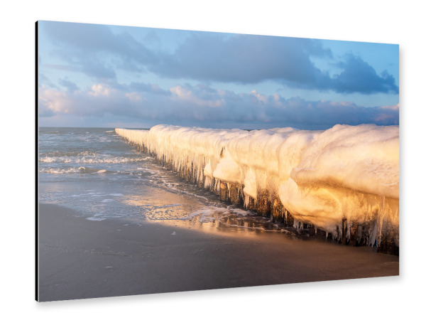 Alu-Dibond "Buhne im Winter in Zingst" 30x20 cm artboxONE