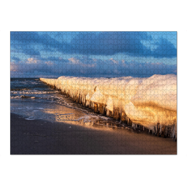 Puzzle Ravensburger "Buhne im Winter in Zingst" artboxONE - Natur,Reise,Reise / Strand und Meer