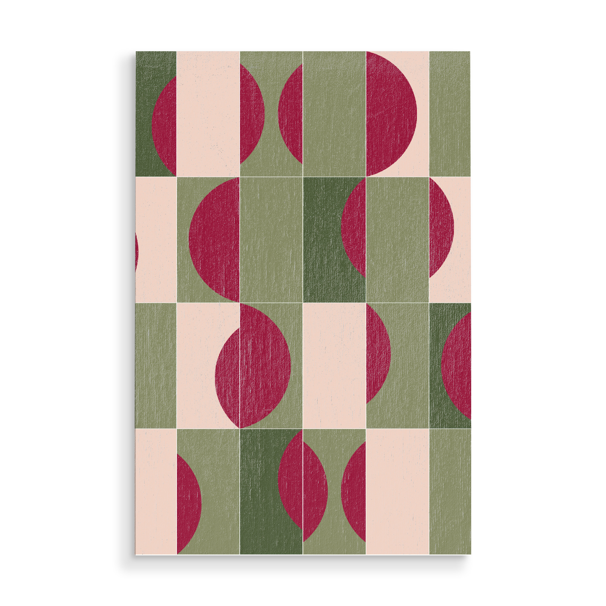 Holzbild "Garden Tiles Third" artboxONE - Abstrakt - Geometric,Minimalist,Greenery,Geometrie,Geometry,Abstrakt,Abstract