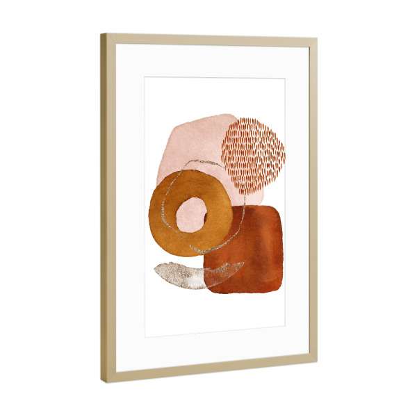 Poster mit Rahmen Gold "Watercolor Abstract Shapes in Red" artboxONE - Natur,Für Kinder,Abstrakt,Geometrie,Marmor
