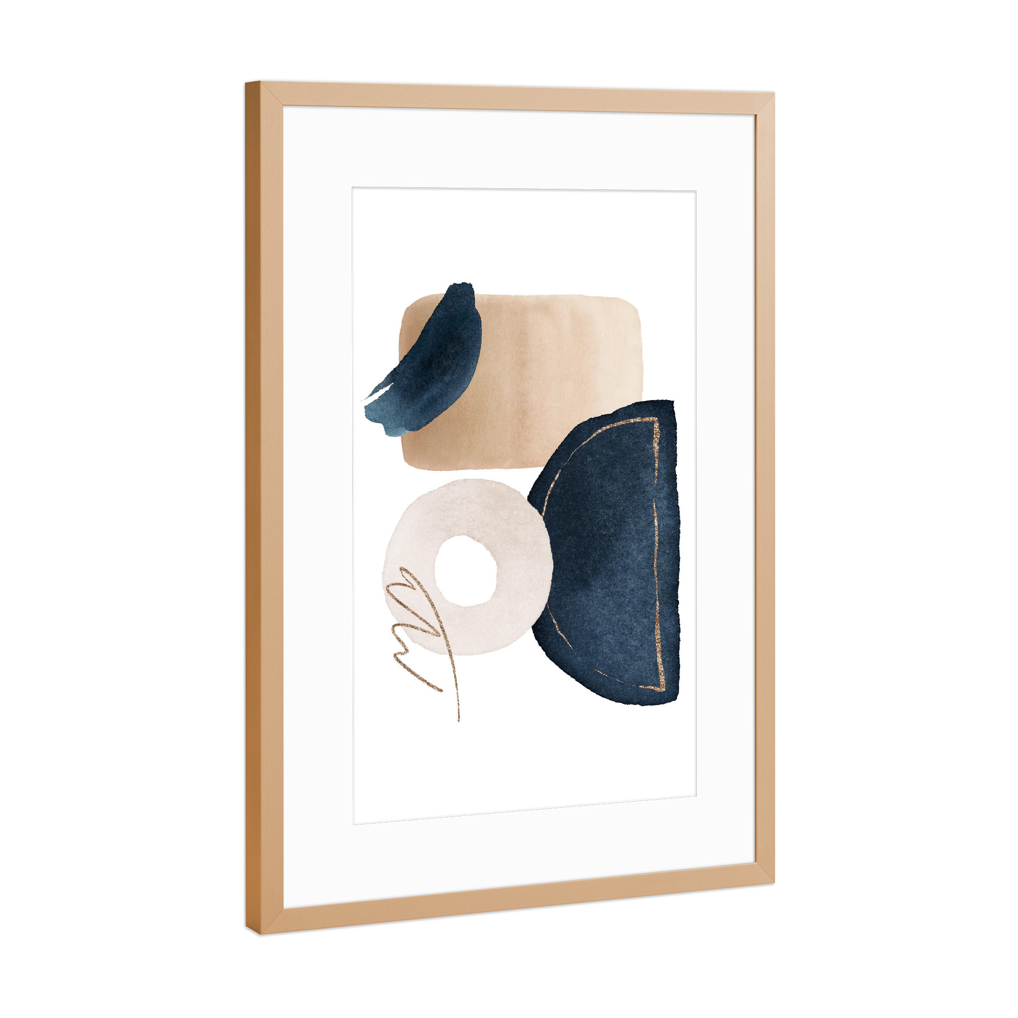 Poster mit Rahmen Kupfer "Watercolor Shape" artboxONE - Abstrakt,Geometrie,Marmor