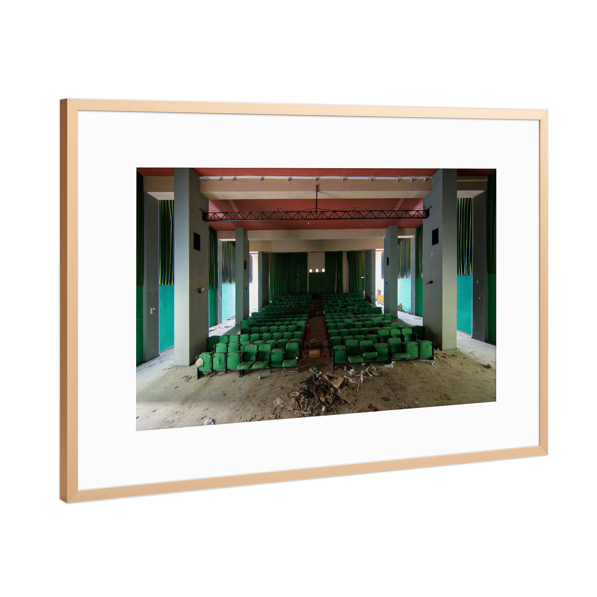 Poster mit Rahmen Kupfer "Green Seats" artboxONE - Architektur