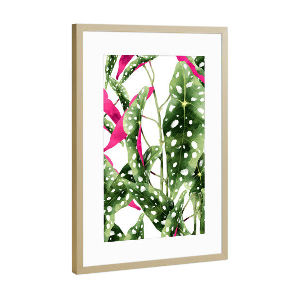 Poster mit Rahmen Gold "Happiness Is...Buying Plants" artboxONE - Natur