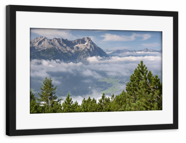 Poster mit Rahmen schwarz "Zugspitzblick vom Wank" artboxONE - Natur