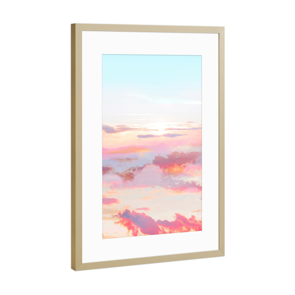 Poster mit Rahmen Gold "Blush Clouds" artboxONE - Natur,Reise