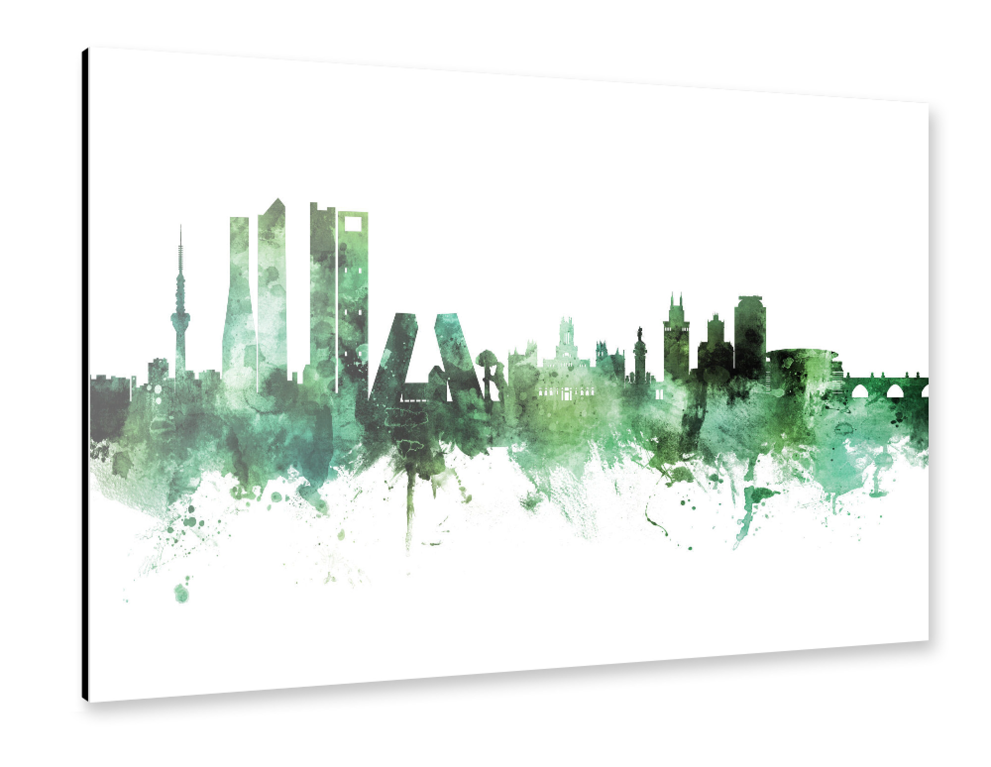 Alu-Dibond "Madrid Spain Skyline Green" 75x50 cm artboxONE