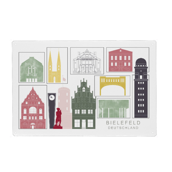 Metall Poster "Bielefeld skyline burgundy" artboxONE - Städte,Reise,Architektur