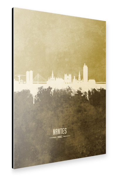 Alu-Dibond "Nantes France Skyline Brown" 30x20 cm artboxONE