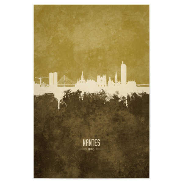Poster 30x20 cm "Nantes France Skyline Brown" artboxONE - Städte