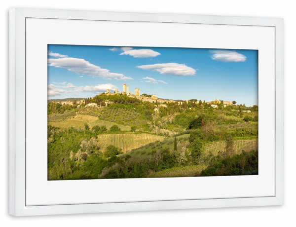 Poster mit Rahmen weiß "San Gimignano in der Toskana" artboxONE - Natur,Reise,Architektur,Reise / Länder